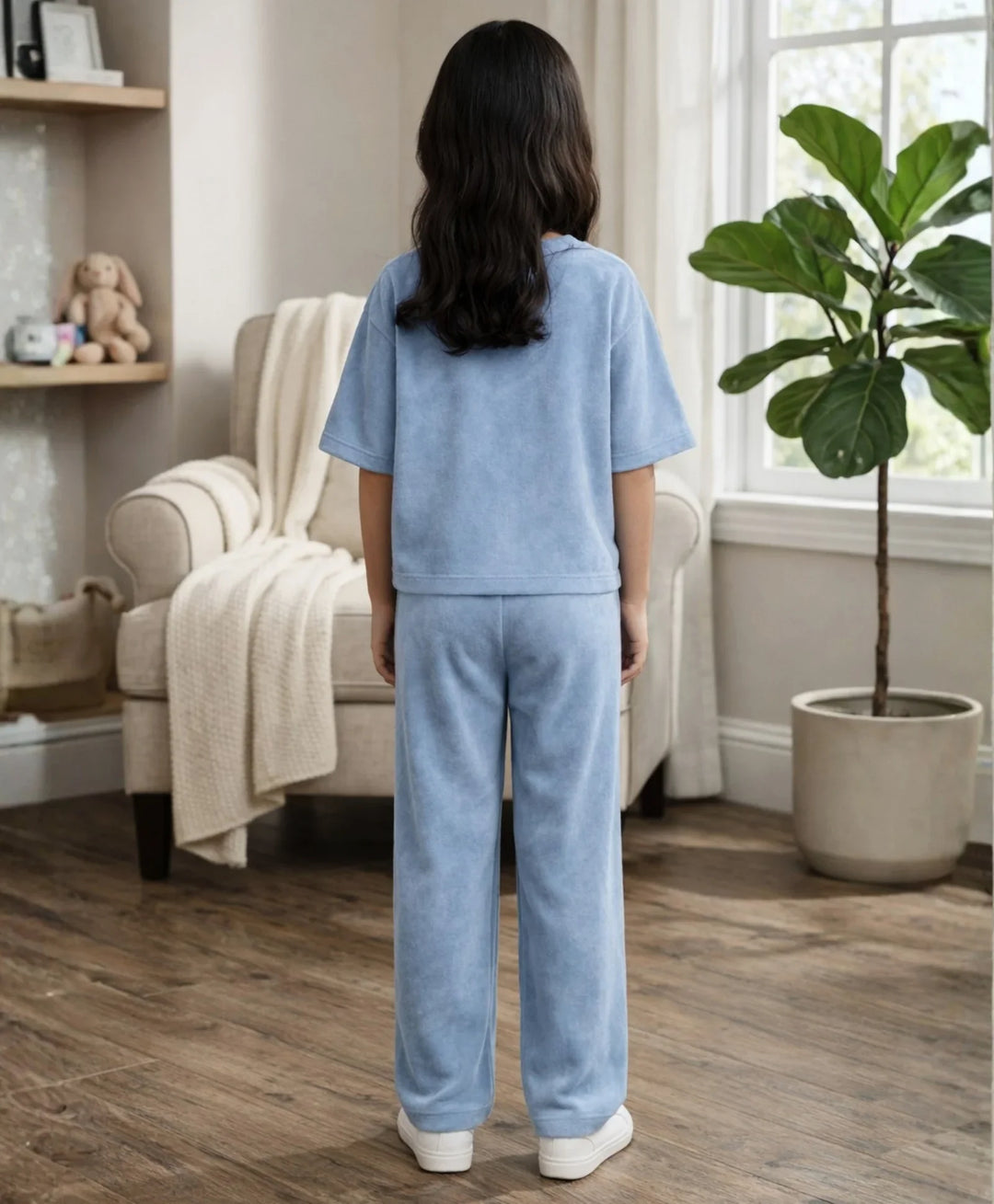 COOL BLUE SUMMER HEART OVERSIZED T-SHIRT JOGGER SET - BLUE