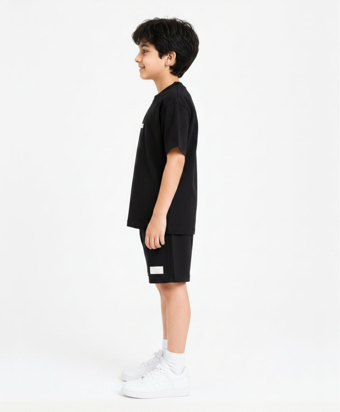 ESSENTIAL BLACK OVERSIZED T-SHIRT SHORTS SET - BLACK