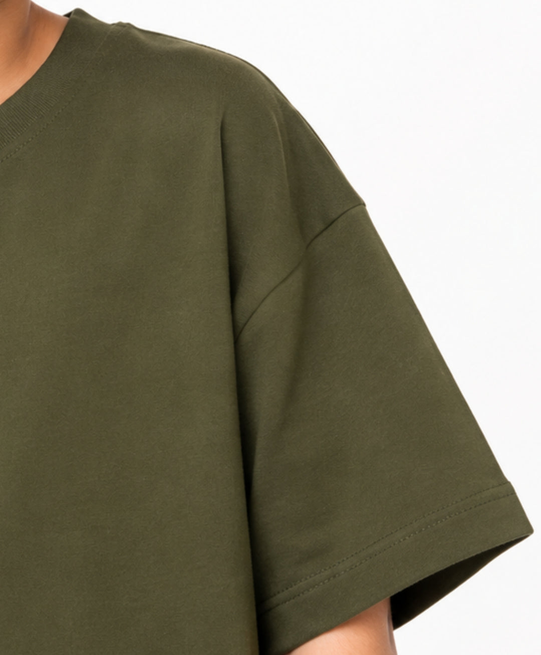 MINIMAL OVERSIZED T-SHIRT SHORTS SET - DARK OLIVE
