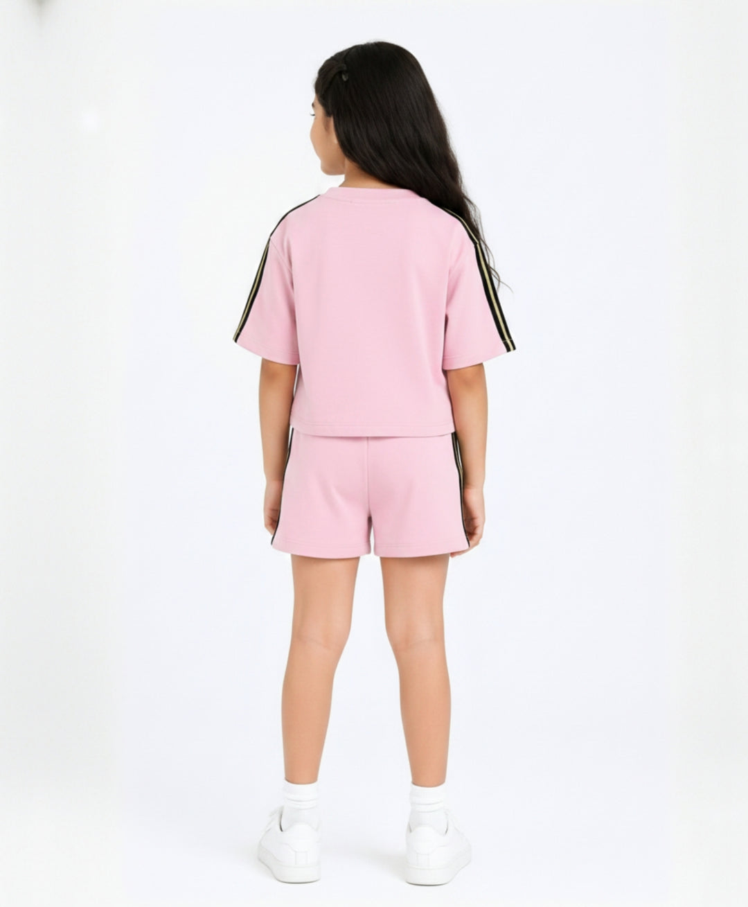 SUMMER PINK TAPE OVERSIZED T-SHIRT SHORTS SET - PINK