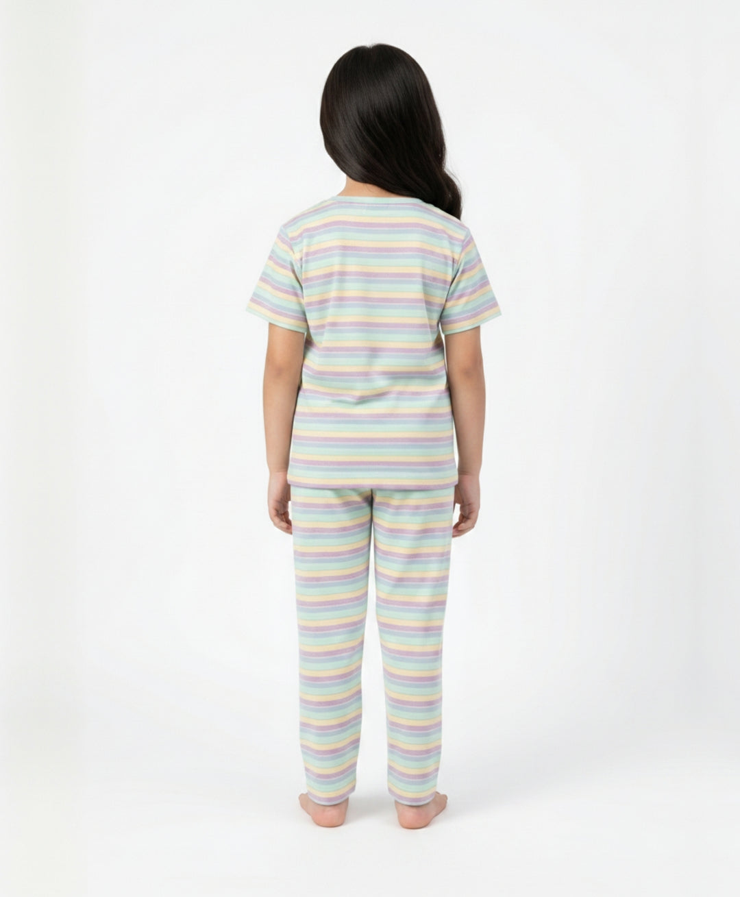 Purple Sky Aqua Yellow Short Sleeve Pyjama Set -Sky