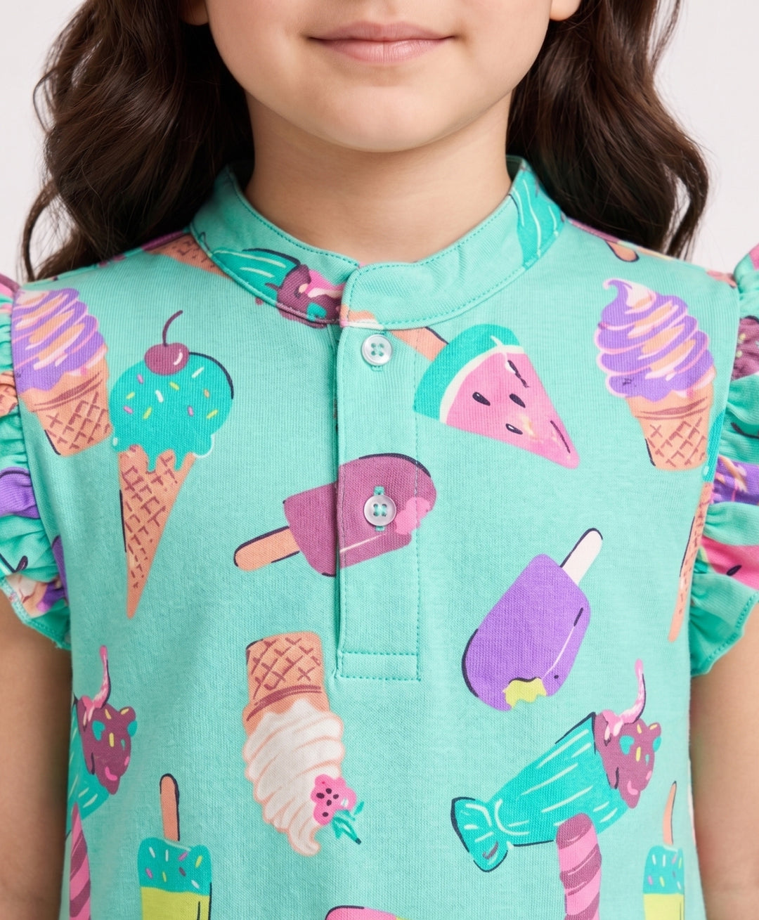 Icecream Summer Frill Dress - Aqua
