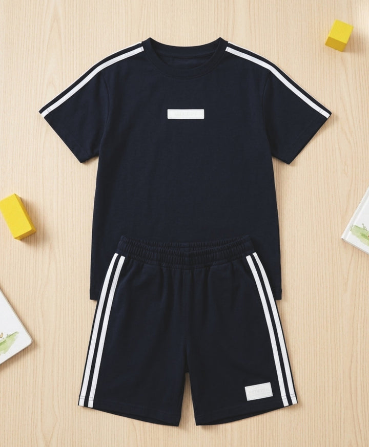ESSENTIAL MOVE OVERSIZED BLACK TSHIRT SHORTS SET - BLACK