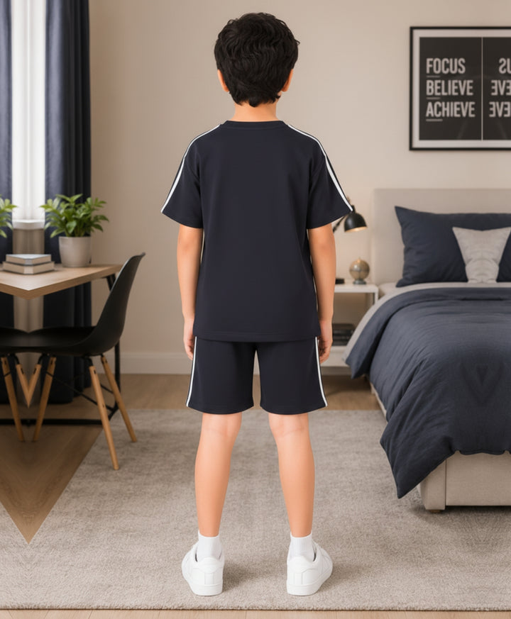 ESSENTIAL MOVE OVERSIZED BLACK TSHIRT SHORTS SET - BLACK