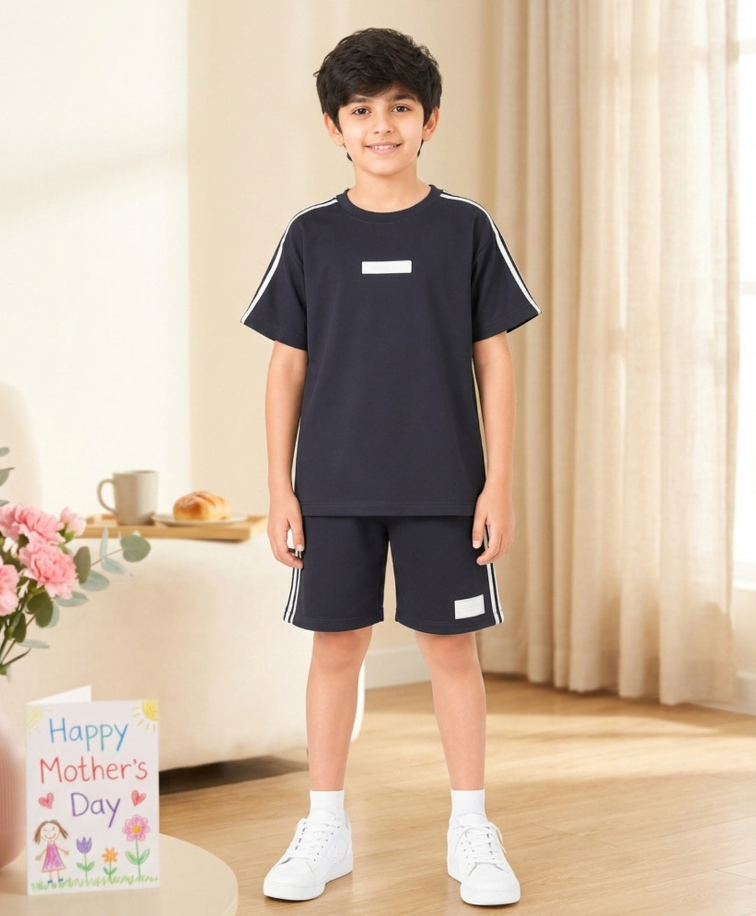 ESSENTIAL MOVE OVERSIZED BLACK TSHIRT SHORTS SET - BLACK