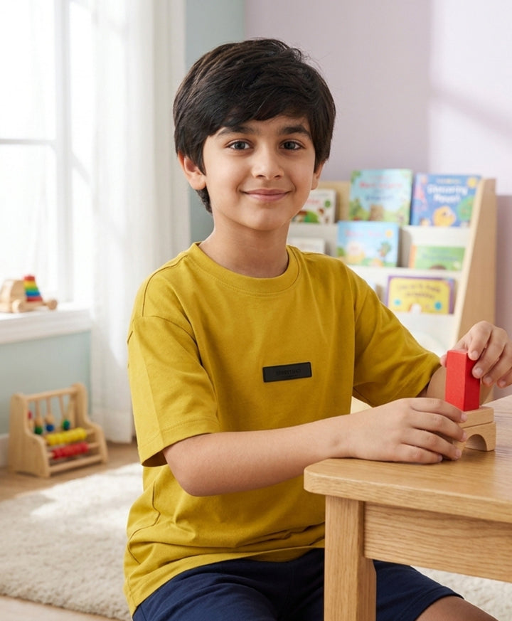 YELLOW SHORT SLEEVE SUMMER BOYS T-SHIRT - YELLOW
