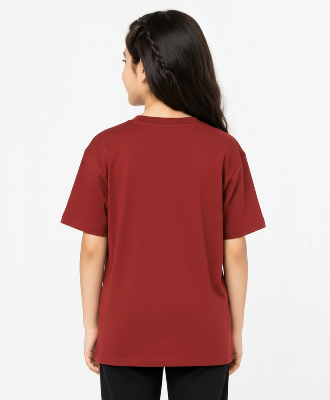 MEHROON SHORT SLEEVE SUMMER GIRLS T-SHIRT - MEHROON