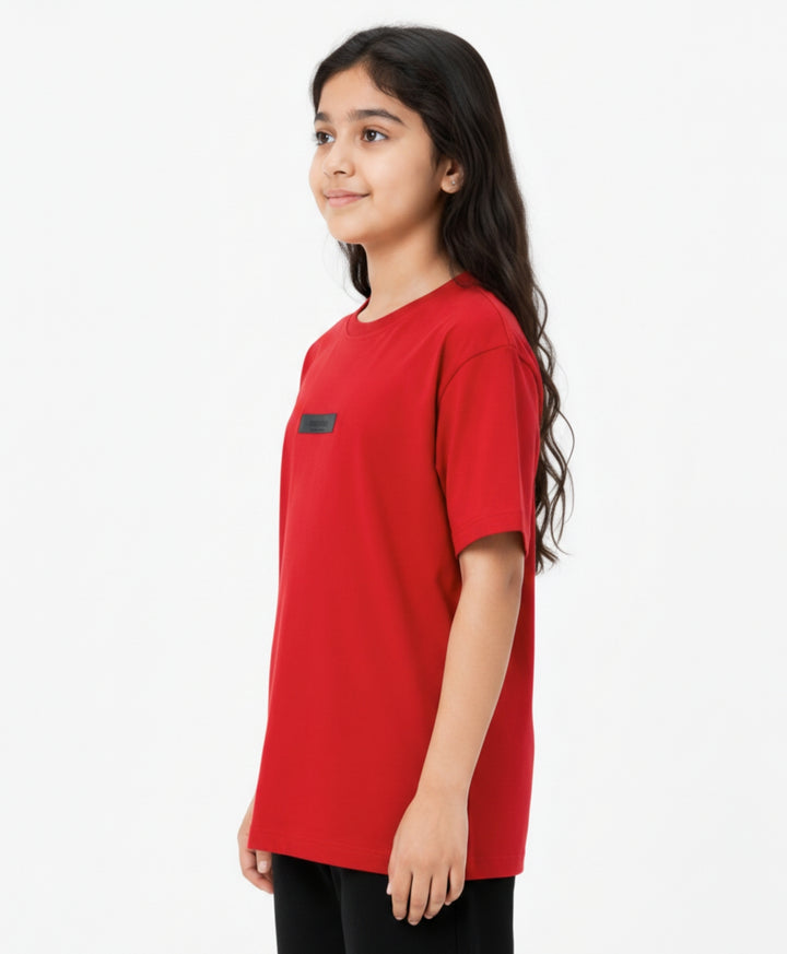 RED SHORT SLEEVE SUMMER GIRLS T-SHIRT - RED