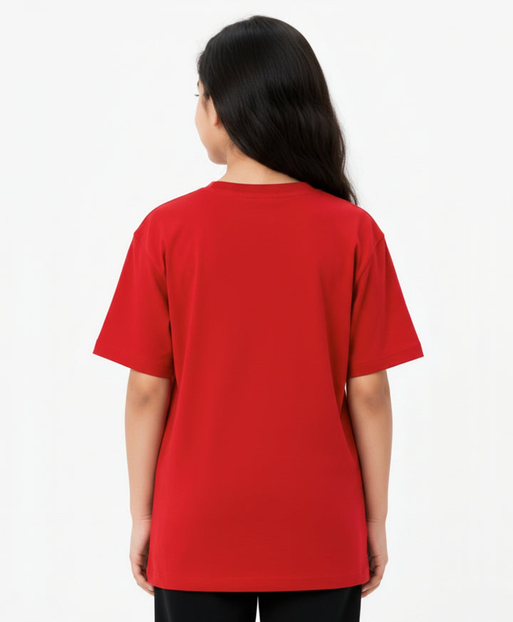 RED SHORT SLEEVE SUMMER GIRLS T-SHIRT - RED