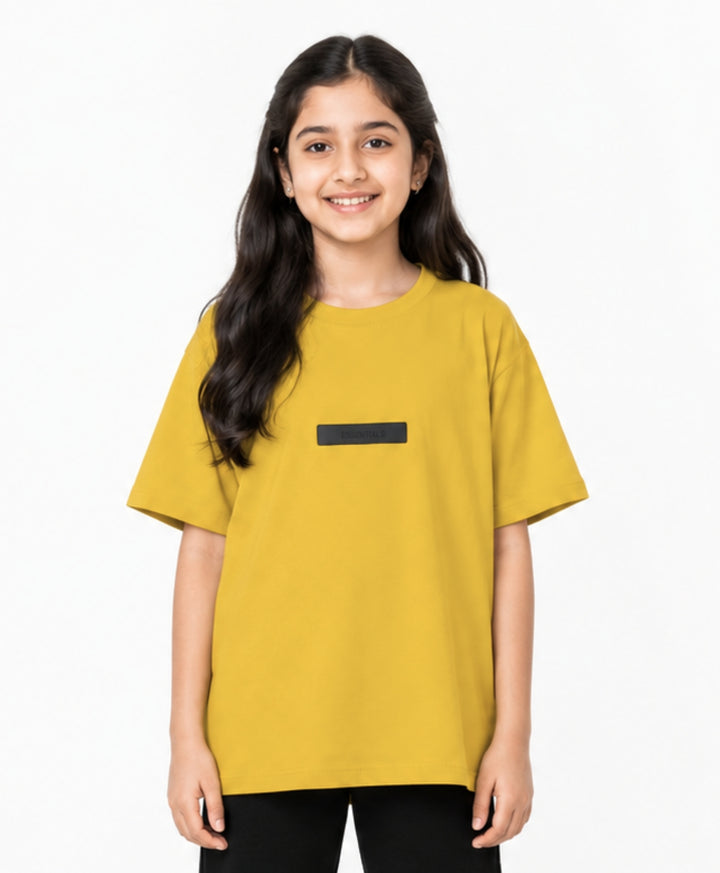 YELLOW SHORT SLEEVE SUMMER GIRLS T-SHIRT - YELLOW