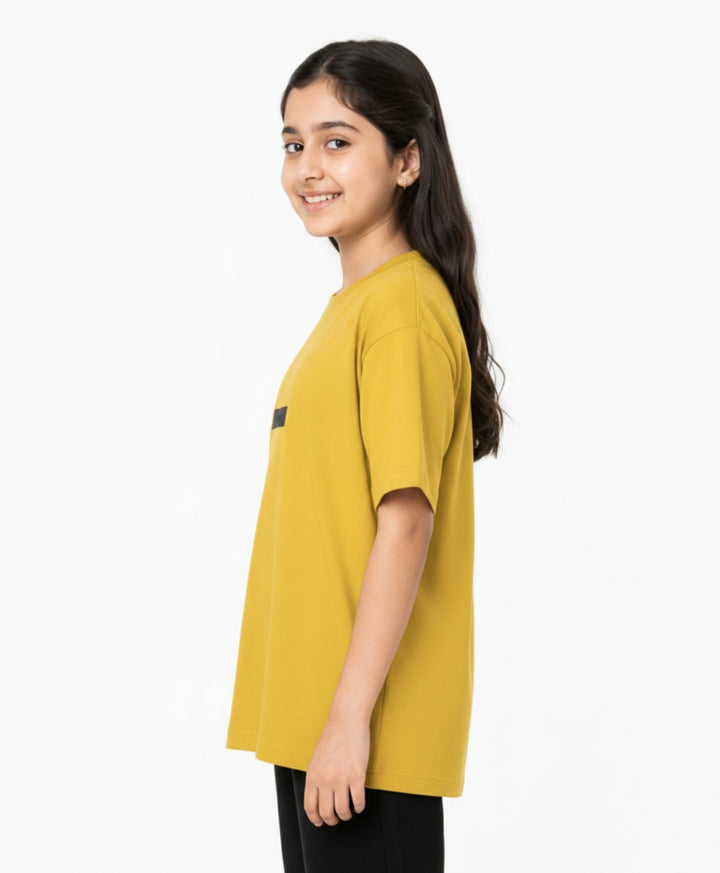 YELLOW SHORT SLEEVE SUMMER GIRLS T-SHIRT - YELLOW
