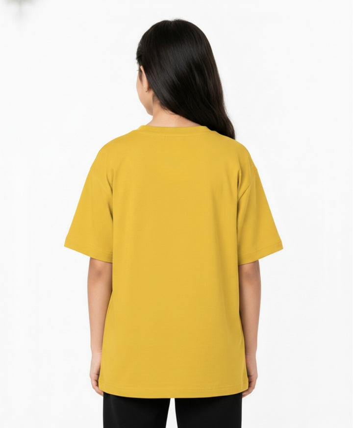 YELLOW SHORT SLEEVE SUMMER GIRLS T-SHIRT - YELLOW