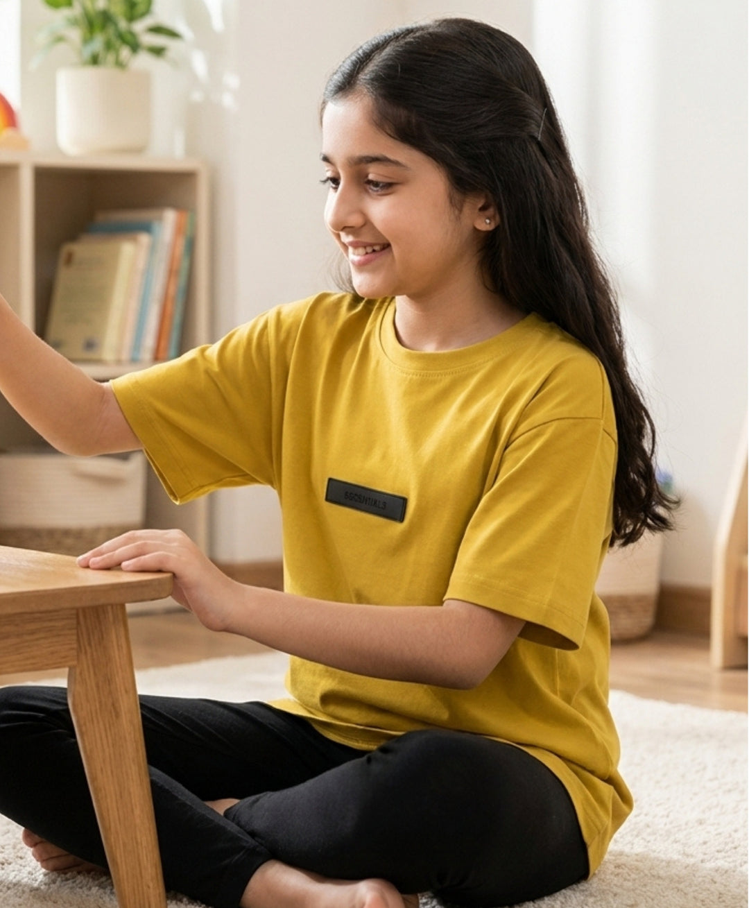 YELLOW SHORT SLEEVE SUMMER GIRLS T-SHIRT - YELLOW