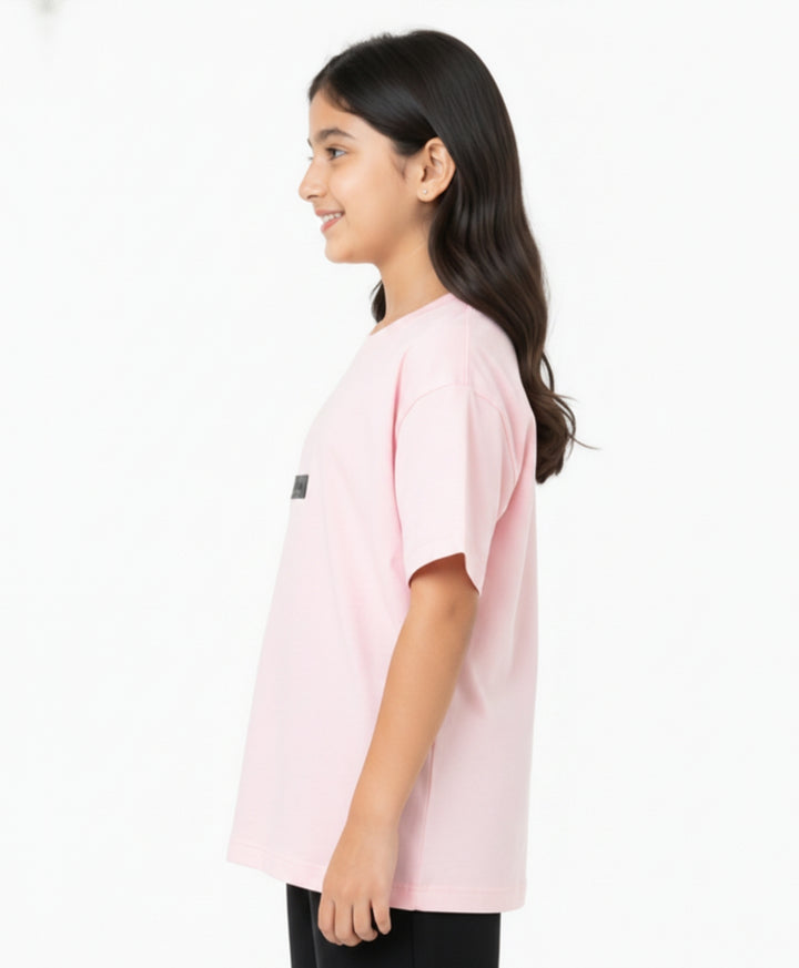PINK SHORT SLEEVE SUMMER GIRLS T-SHIRT - PINK