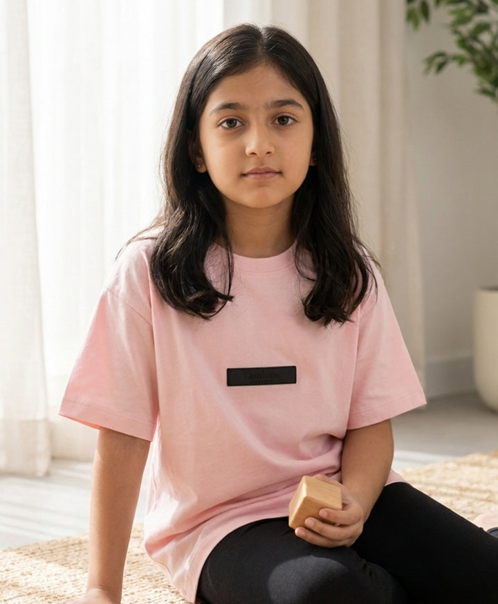 PINK SHORT SLEEVE SUMMER GIRLS T-SHIRT - PINK