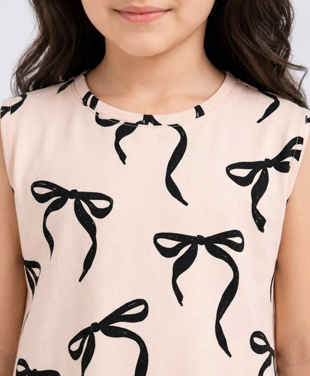 Summer Sleeveless Bow Dress - Cream