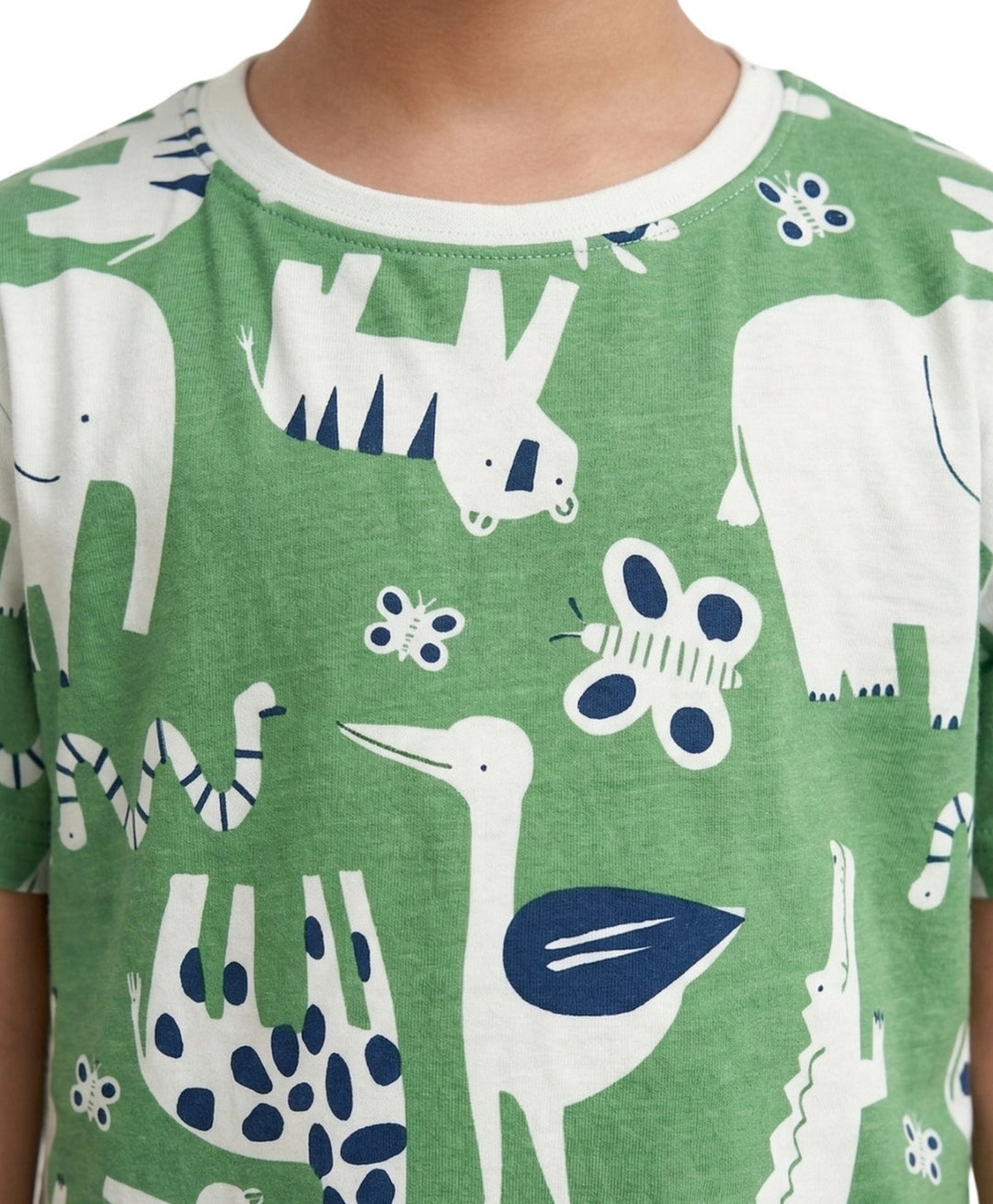 Animal Green Girls Short Sleeve Pyjama Set - Green