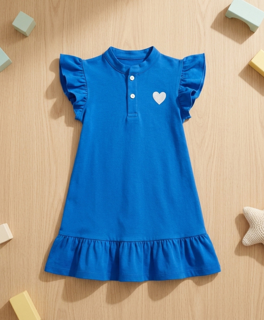 Royal Blue Silver Heart Summer Dress - Royal Blue