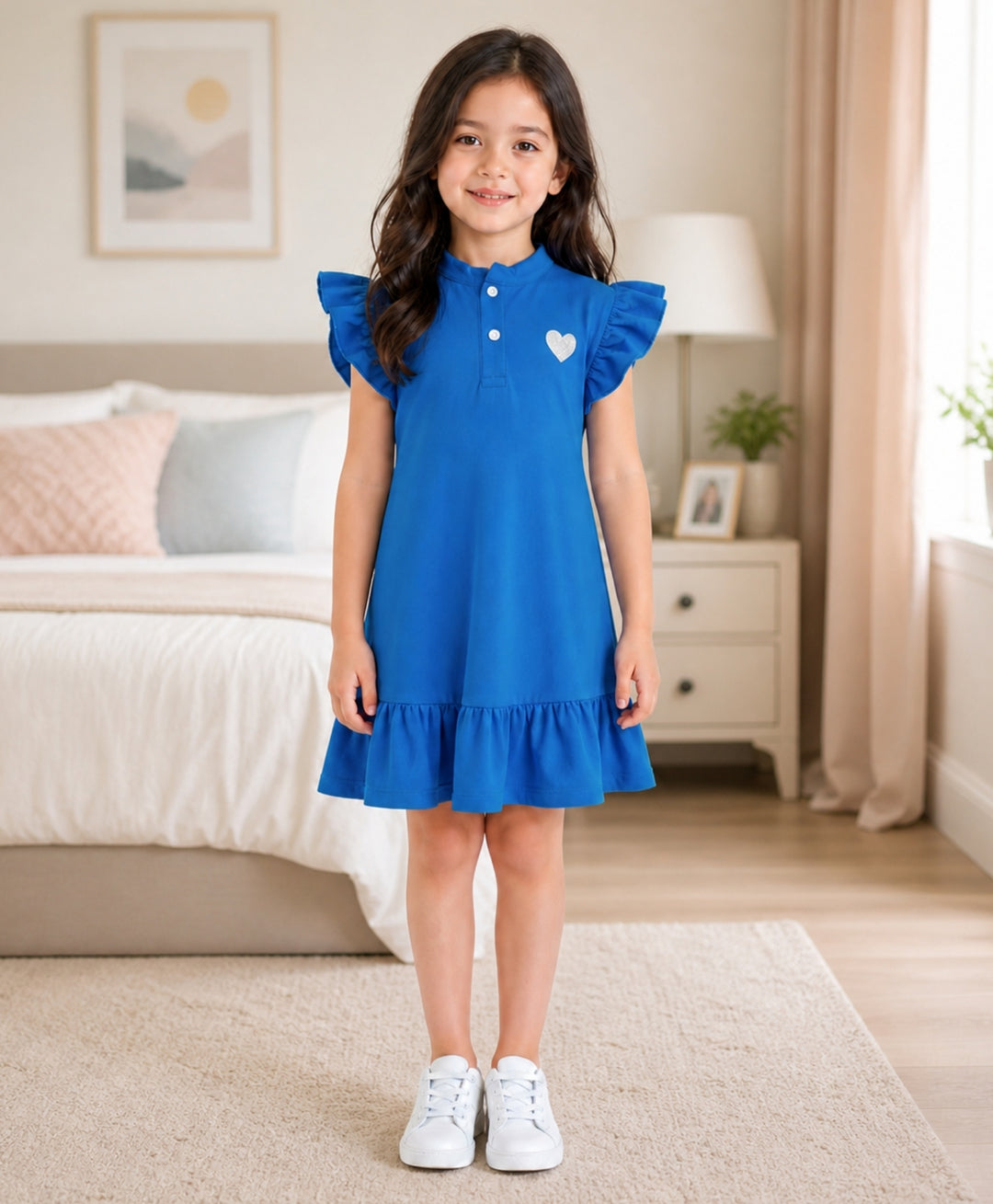 Royal Blue Silver Heart Summer Dress - Royal Blue