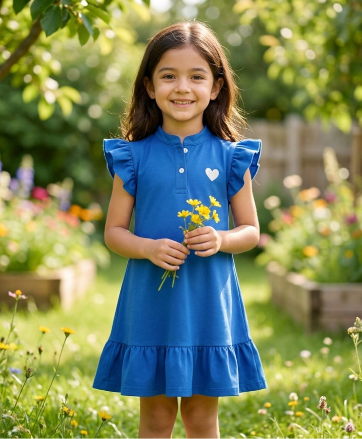 Royal Blue Silver Heart Summer Dress - Royal Blue