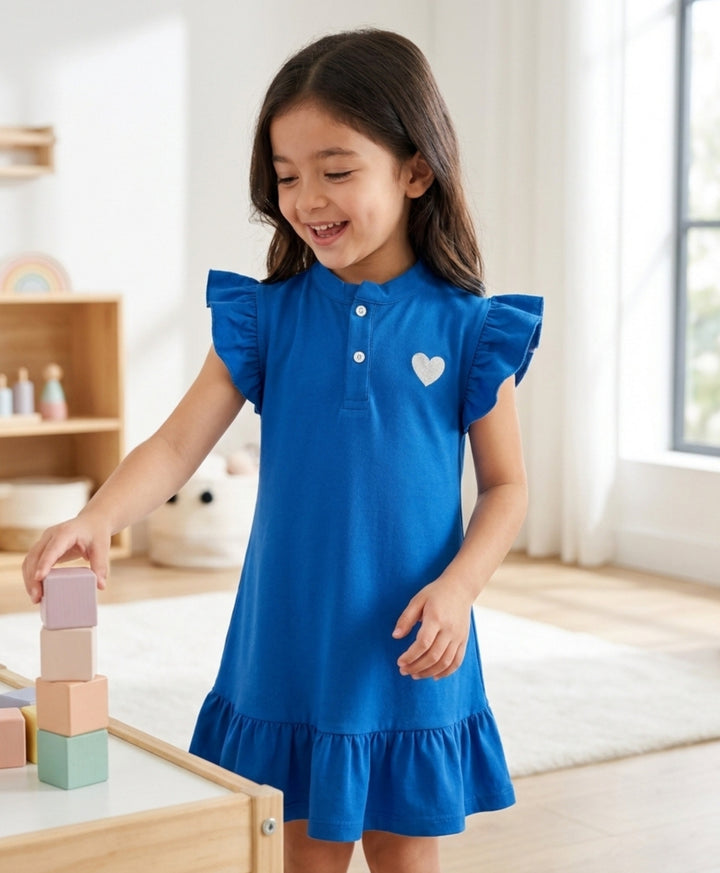 Royal Blue Silver Heart Summer Dress - Royal Blue