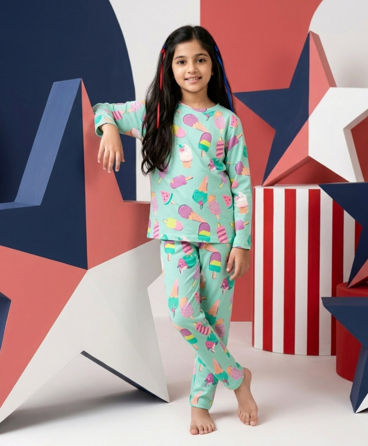 Aqua icecream long sleeve pyjama set - Aqua