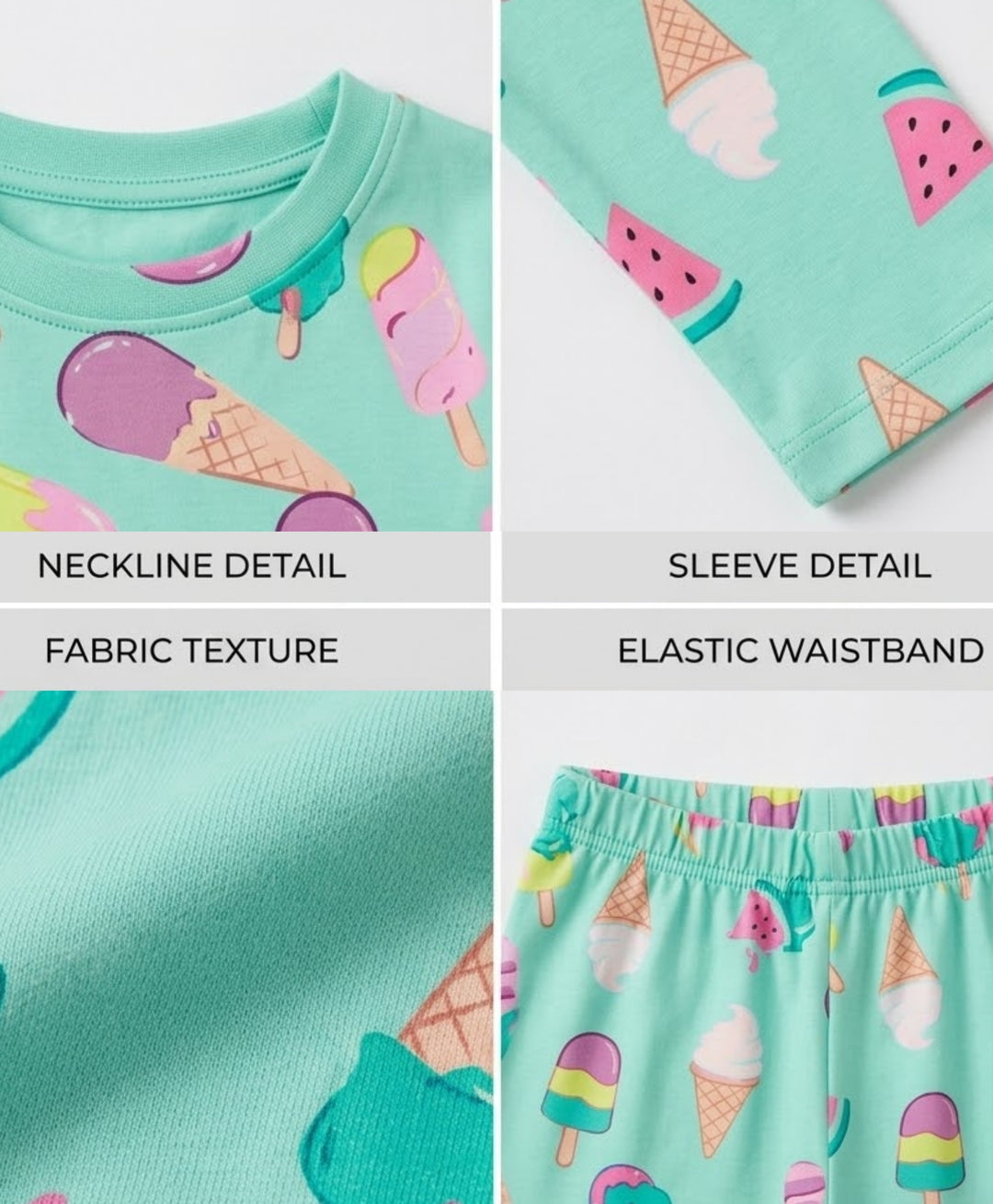 Aqua icecream long sleeve pyjama set - Aqua