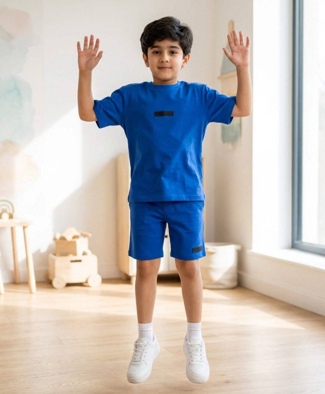 MINIMAL OVERSIZED T-SHIRT SHORTS SET - ROYAL BLUE