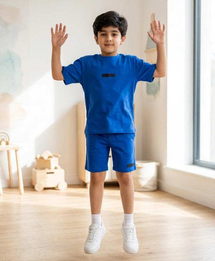 MINIMAL OVERSIZED T-SHIRT SHORTS SET - ROYAL BLUE