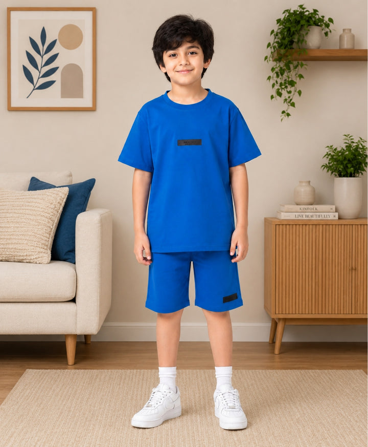 MINIMAL OVERSIZED T-SHIRT SHORTS SET - ROYAL BLUE