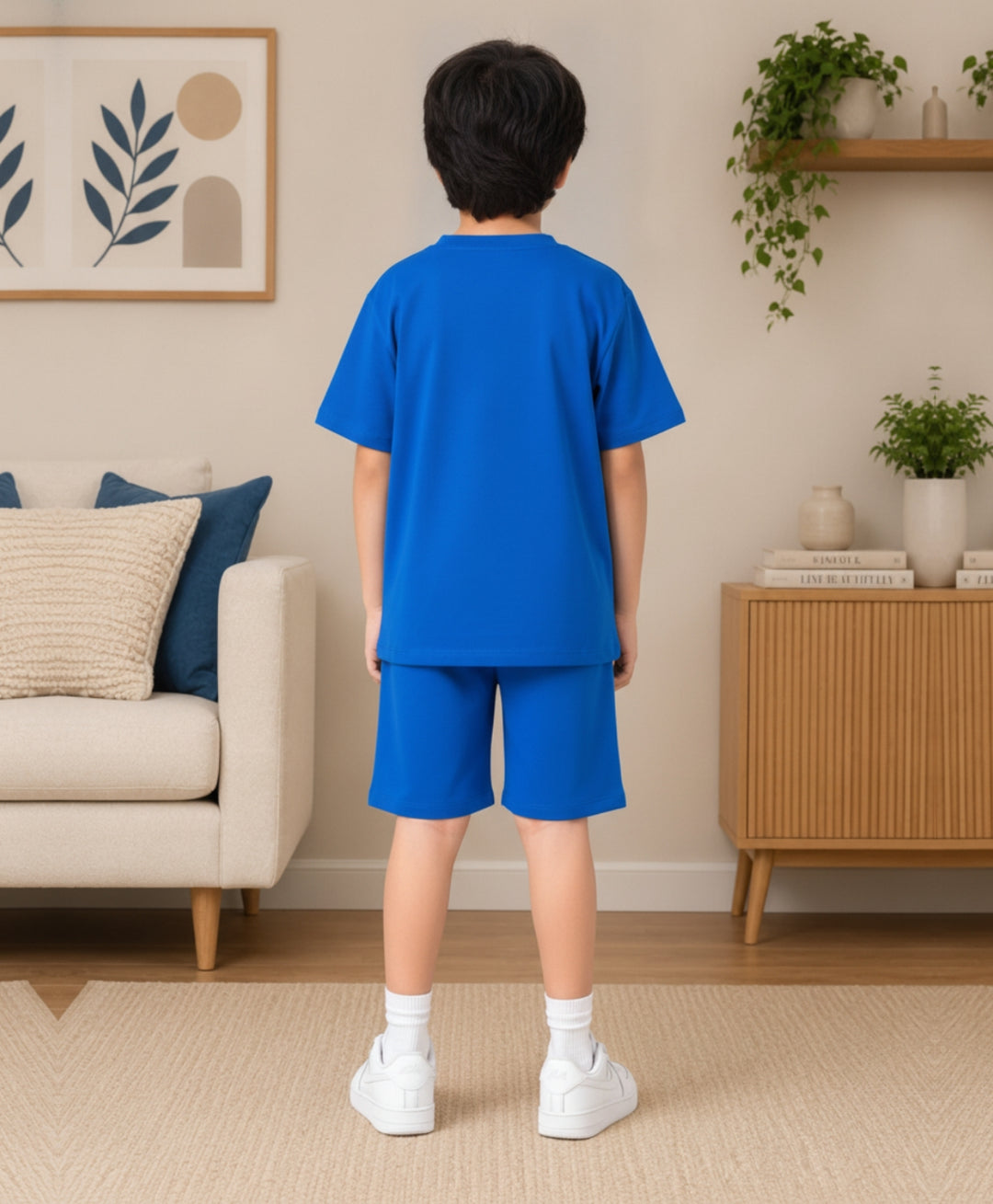 MINIMAL OVERSIZED T-SHIRT SHORTS SET - ROYAL BLUE