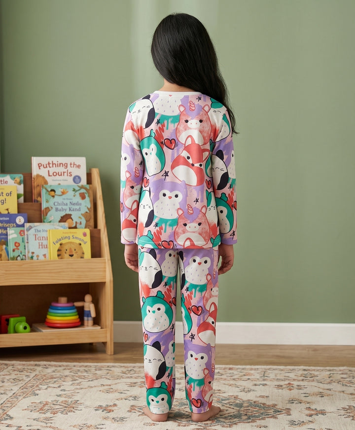 Squishy Girls long Sleeve Pyjama Set - White