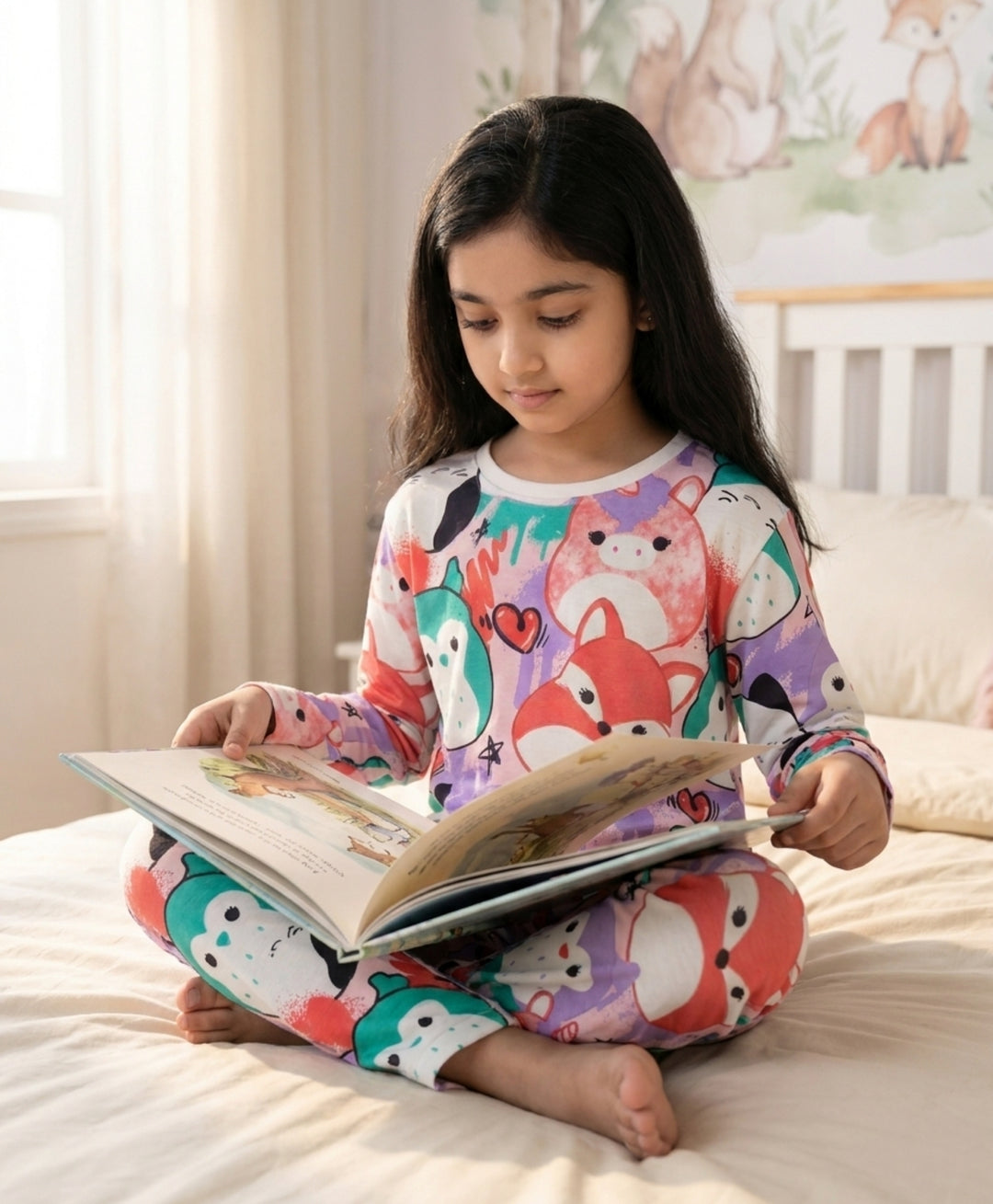Squishy Girls long Sleeve Pyjama Set - White