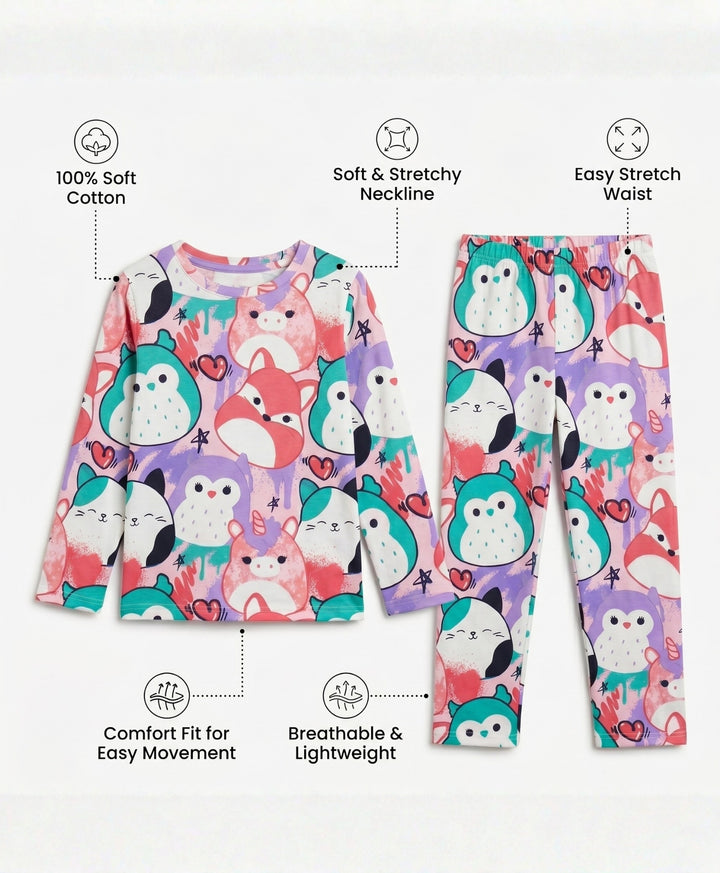 Squishy Girls long Sleeve Pyjama Set - White