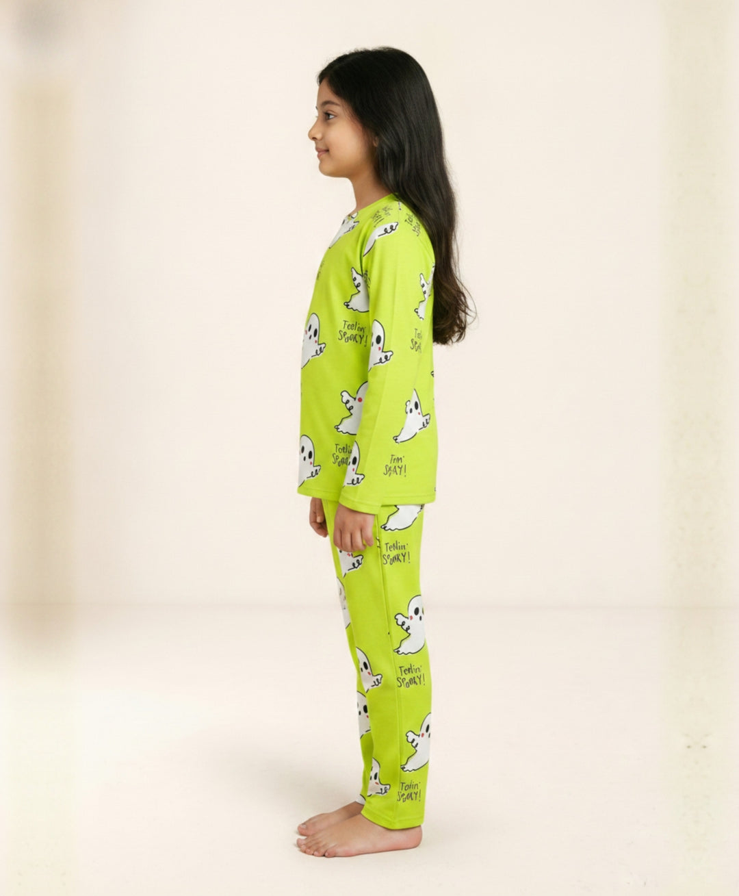 Spooky Girls Long Sleeve Pyjama Set - Lime Green