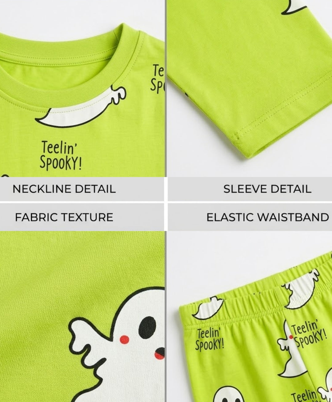 Spooky Girls Long Sleeve Pyjama Set - Lime Green