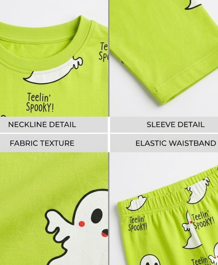 Spooky Girls Long Sleeve Pyjama Set - Lime Green