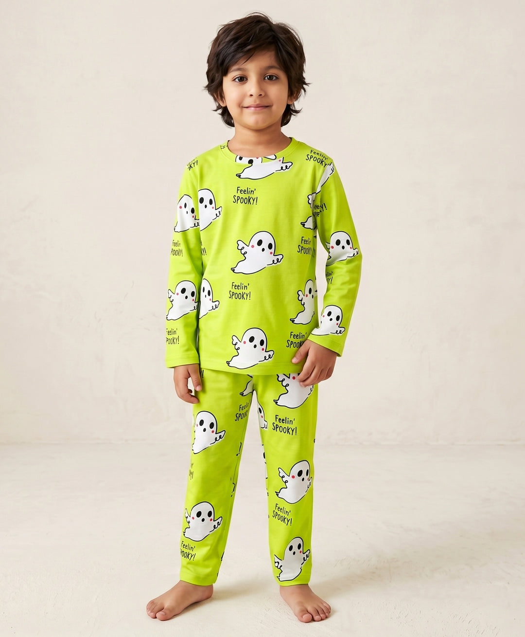 Spooky long Sleeve Pyjama Set - Lime Green
