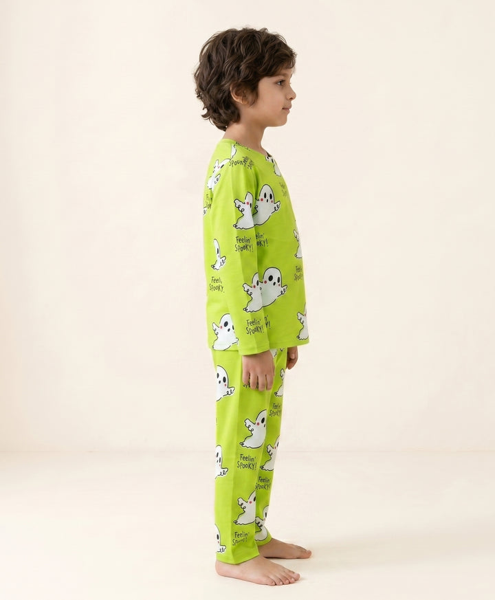 Spooky long Sleeve Pyjama Set - Lime Green
