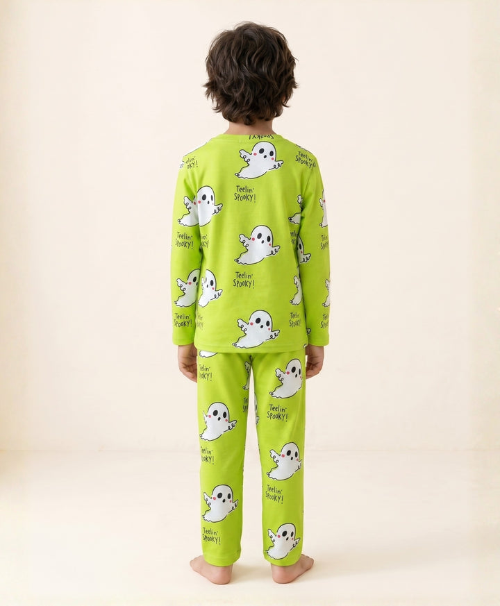 Spooky long Sleeve Pyjama Set - Lime Green