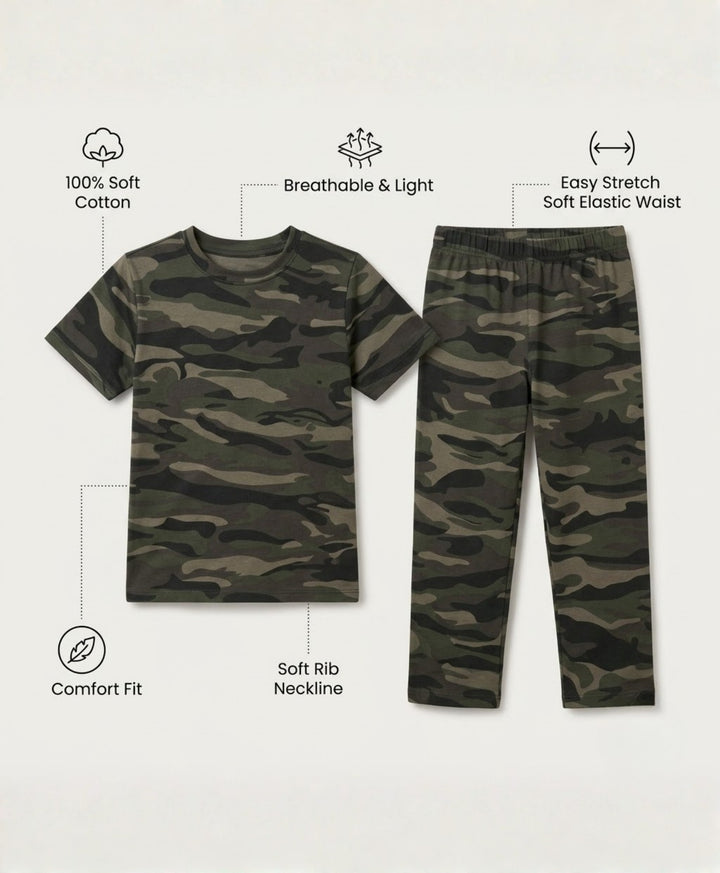 Camo olive Short Sleeve Pyjama Set - olive