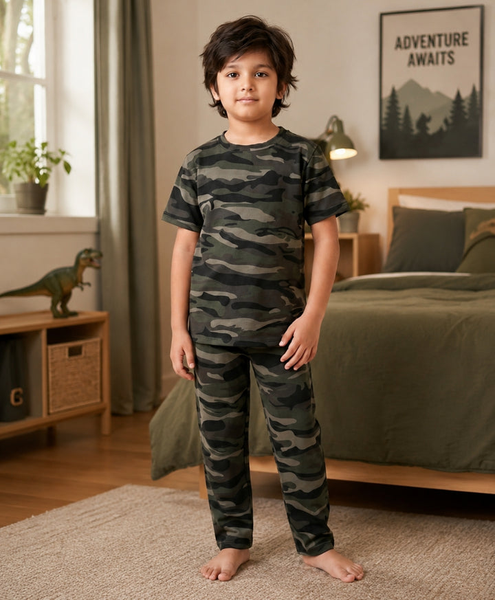 Camo olive Short Sleeve Pyjama Set - olive