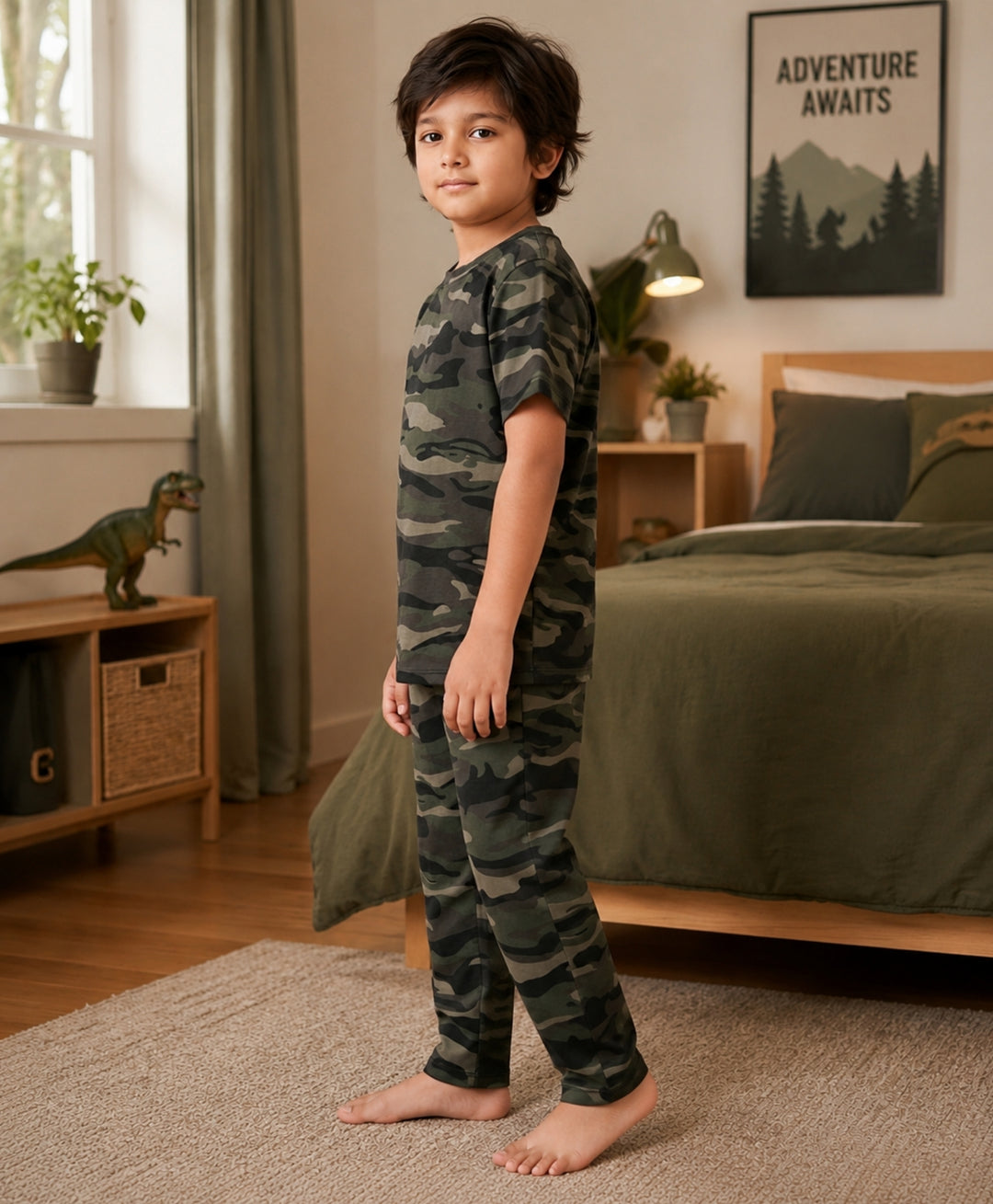 Camo olive Short Sleeve Pyjama Set - olive
