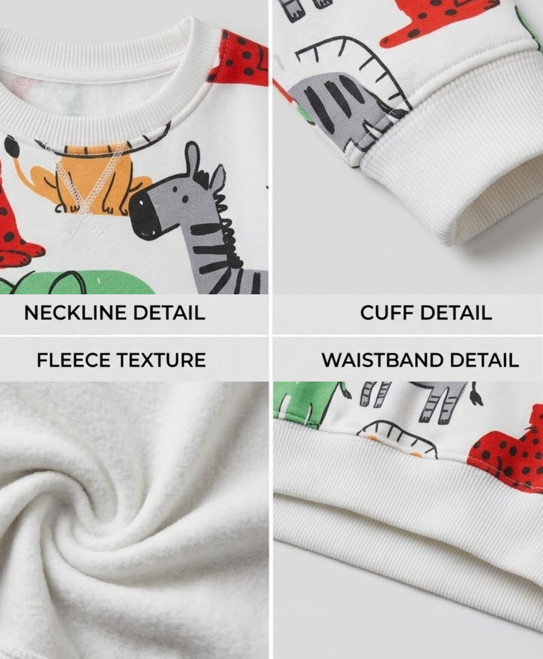 JUNGLE FLEECE GIRLS SWEATSHIRT JOGGER SET - WHITE