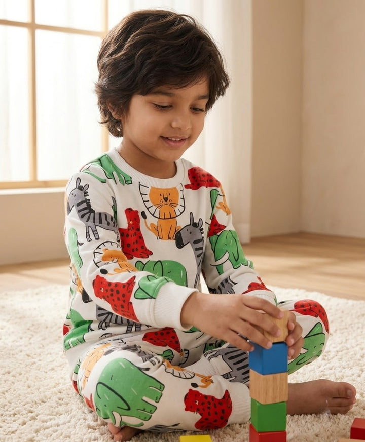 JUNGLE FLEECE SWEATSHIRT JOGGER SET - WHITE