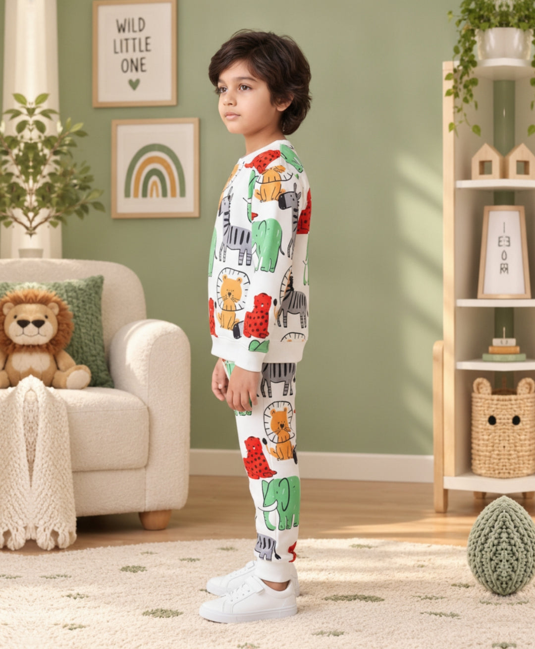 JUNGLE FLEECE SWEATSHIRT JOGGER SET - WHITE