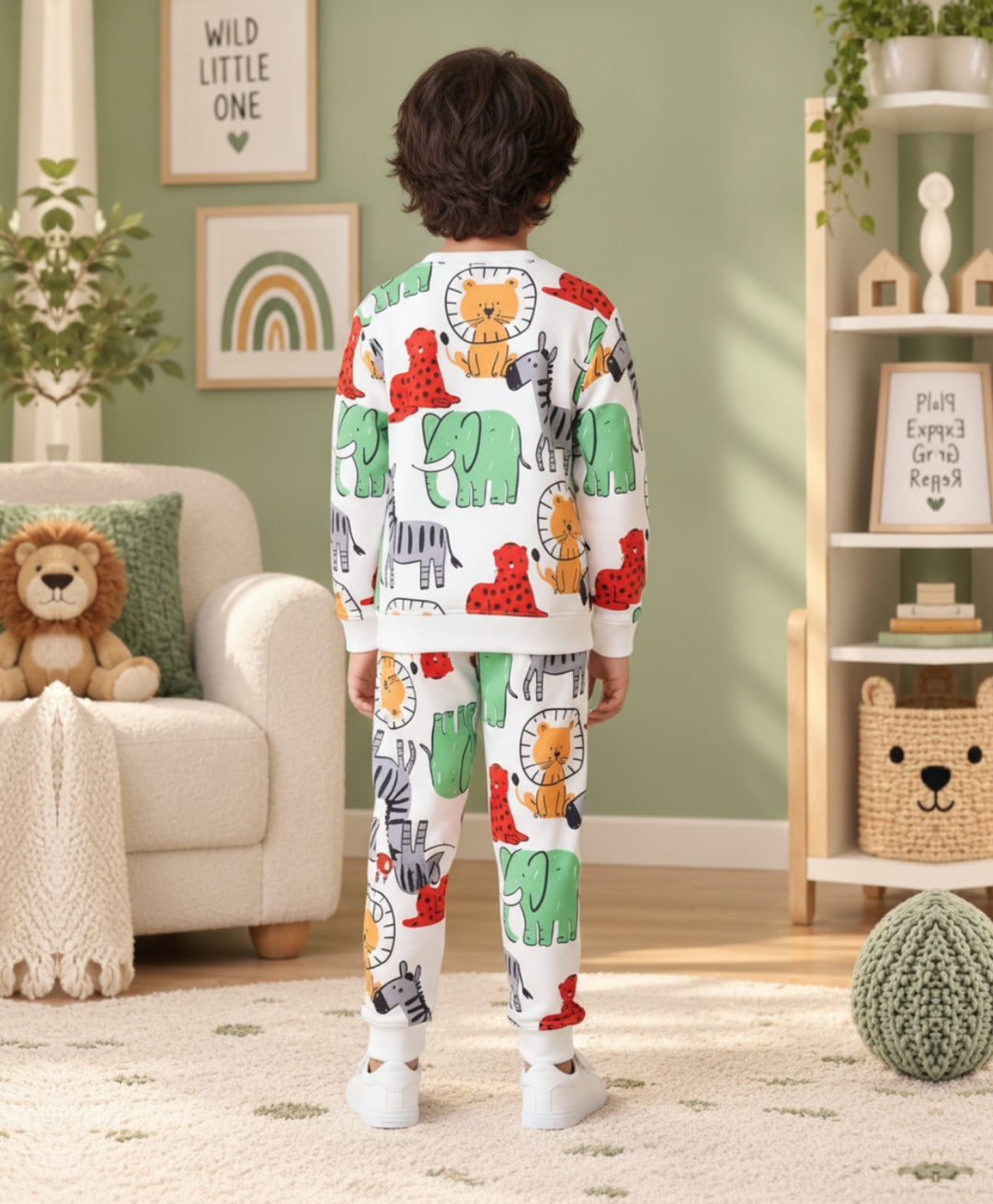 JUNGLE FLEECE SWEATSHIRT JOGGER SET - WHITE