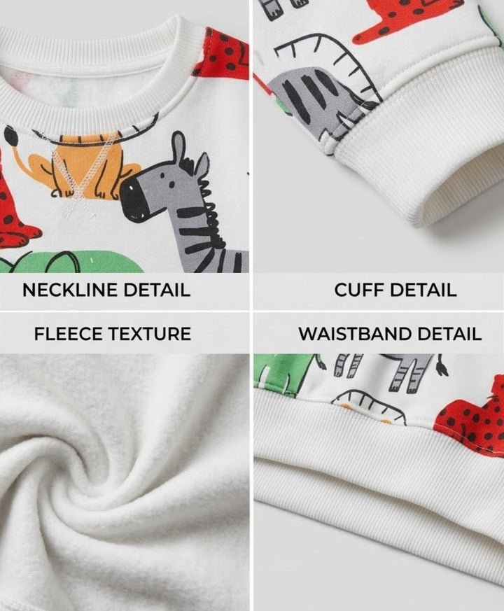 JUNGLE FLEECE SWEATSHIRT JOGGER SET - WHITE
