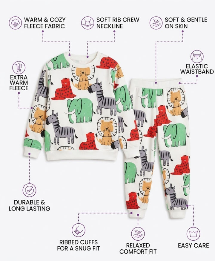 JUNGLE FLEECE SWEATSHIRT JOGGER SET - WHITE