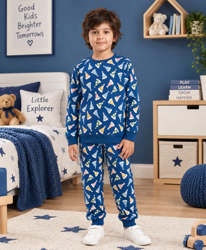PARTY CAPS BLUE FLEECE SWEATSHIRT JOGGER SET -BLUE